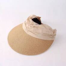 1pc Women's Summer Outdoor Open Top Wide Brim Sun Hat/Beach Open Top Woven Straw Hat - Portable Foldable Headband Style Baseball Cap Casual Sweet Sports Style - Sun Hat Suitable For Daily Outings And Beach Vacations - Women's Summer Sun Protection Hat Sun Hat Sun Hat Headband Style Baseball Cap - A - View 14