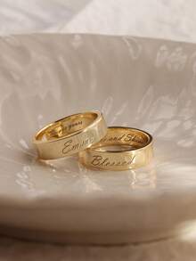 1pc Custom Personalized Rings, Stackable Couple Rings, Exquisite Gold Rings, Engraved Rings For Men And Women, Perfect Gifting, Custom Name, Text, Date And Other Content, Can Be Engraved Inside And Outside, Simple Jewelry, Custom Rings, Mother's Day, Father's Day Gifts, Graduation Season, Holiday Season Gifts, Personalized Custom Gifts - Multicolor 2 - View 4