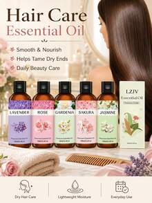 LZJV 5瓶100毫升花香精油套装，薰衣草、玫瑰、樱花、茉莉，天然香氛精油，适用于护肤、护发、DIY香氛、家居及车载空气清新剂，舒缓身心。 - 多樣化香型 - 查看 3