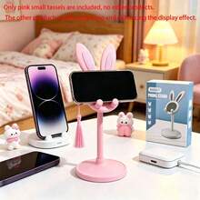 1pc Cute Rabbit Adjustable Desktop Phone Holder, Suitable For All Phones, Adorable Phone Stand, Phone Accessory, Workspace Decor, Rabbit Design, Fun Decoration School Supplies - Multicolor - View 18