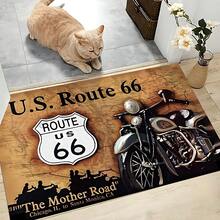 1pc Motorcycle Pattern Printed Silica Gel Carpet, Easy To Clean, 3D Printed Rectangular Rug, Suitable For Entryway, Living Room, Kitchen, Bedroom, Hallway, Bathroom, Laundry Room - Polyester Carpet, For Indoor And Outdoor Home Decor - Multicolor - View 3