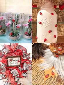 5/30/50/100/200pcs Realistic Red Wooden Ladybugs - Adhesive Decor, Plant Decoration, Flower Pot Fun Ladybug Decor, Suitable For DIY Crafts, Card Making, Mini Landscapes, Parties, Home Garden Decor, Flat Wooden Ladybug Decor, Perfect For Room Decoration - Multicolor - View 12