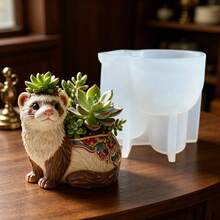 SUPWANPENG 可愛水獺造型花盆樹脂矽膠模具 蹲姿可愛小水獺造型植物花盆裝飾模具 石膏模具 混凝土模具 水泥模具 收納盒 收納家居裝飾飾品模具 裝飾禮物 - A - 查看 9