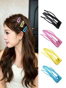 4pcs Women's Hair Accessories, High-End Elegant Metal Hair Clips, Summer Hair Styling Tools, Invisible Seamless Bangs Clips, Triangle BB Clips, Fashion Versatile Hair Bun Tools, Bangs Hair Clips,Hair Claws,Bobby Pin - Multicolor - View 9