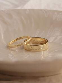 1pc Custom Personalized Rings, Stackable Couple Rings, Exquisite Gold Rings, Engraved Rings For Men And Women, Perfect Gifting, Custom Name, Text, Date And Other Content, Can Be Engraved Inside And Outside, Simple Jewelry, Custom Rings, Mother's Day, Father's Day Gifts, Graduation Season, Holiday Season Gifts, Personalized Custom Gifts - Multicolor 2 - View 7