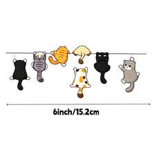 1张卡通猫攀爬白色墙贴，耐用易贴，适用于汽车、笔记本电脑、冰箱、桌子、水瓶等多种表面 - A - 查看 6