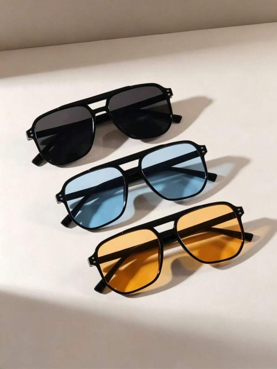 Bộ 3 kính thời trang vuông đính đá unisex - Nhiều màu - Xem 1