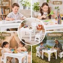 Foldable Table And Chair Set, Height Adjustable Portable Activity Table With 2 Folding Chairs, Indoor Outdoor Adults Table Set For Study, Crafts, Camping, Picnic, Snacks, Small Spaces - Cream White - View 3