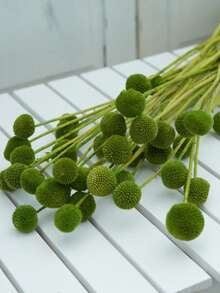 10/20入 人造花莖黃色球花花頭，大直徑約1.5英吋，適用居家裝飾、拍照道具、DIY婚禮裝飾 - 綠色 - 查看 9