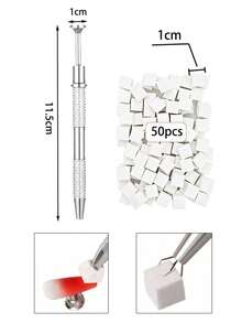 50pcs Mini Sponge Blocks With 4-Claw Tweezers, Nail Art Gradient Color Sponges, Nail Gel Polish Tools, Nail Art Supplies, Nail Art Tools, Nail Art Accessories, Back To School, Nail Art, Nail Tools, Nail Sticker Tools - White - View 2