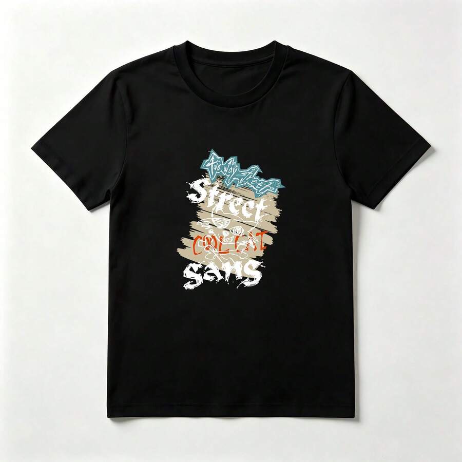 Gráfico Callejero Playera de Algodón Negro con Diseño de Calavera - Negro - Ver 1