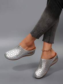 Hollow Out Wedge Sandals, Comfortable To Wear, Suitable For Long-Term Wear Like Work And Shopping - Silver Gold - View 6