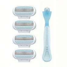 (1 Handle + 4 Blades) Women's Safety Razor Blades, Suitable For Face, Legs, Underarms And Bikini Area - Compatible With Venus Razors - Multicolor - View 12