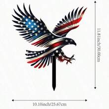 11.81英寸亚克力美国国旗和老鹰花园插牌，耐候户外装饰，爱国庭院草坪装饰品，独立日节日礼物 - I - 查看 11