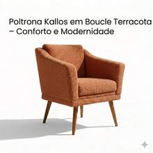 Kit 2 Poltronas Bouclé Terracota Kallos Moderna Sala Luxo - Vermelho - Visão 5