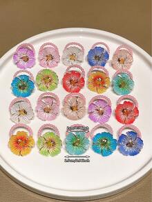 10入/組 甜美漸層3D雛菊花飾螺旋髮圈,可愛馬尾髮帶,日常穿搭、海邊度假、禮物、休閒、通勤、約會,展現青春氣息的彈性橡皮筋 - 彩色 - 查看 5