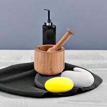 Samhita Acacia Wood Mortar And Pestle For Garlic Pepper Herb Crusher Kitchen Utensils Birthday Housewarming Gift Mortar- 4" X 3" Pestle- 55" - White - View 5