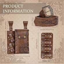 Medieval Alchemist Magic Potion Belt With Pentagram Pouch And 6 Potion Bottles, Renaissance LARP Wizard Cosplay Belt,Party - A - View 2