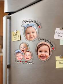 1/3/5pcs Customizable Photo Acrylic Magnets, Personalized Photo And Text Magnets, Baby Photo Gift, Family Keepsake For Refrigerator, Storage Cabinet, Toolbox Or Magnetic Board, Save The Date Magnets - Multi-color (acrylic Version) - View 9