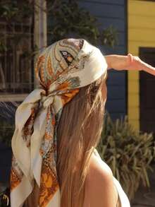Women's Large Square Satin Scarf 90x90 Elegant Fashion Bandana For Hair And Neck - L5-leitoso - 查看 6