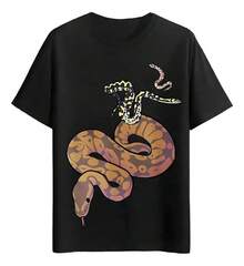 Stylized Spiral Snake T-Shirts - Black - View 1