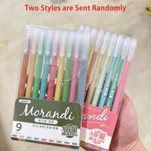 Set de 9 piezas Bolígrafo multicolor de gran capacidad y color neutro, bolígrafo de color caramelo de color Morandi lindo, para pintura, toma de notas, etc. de estudiantes. - Multicolor - Ver 9