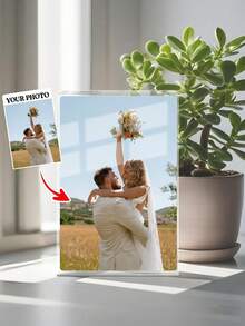1pc Customized Acrylic Photo Brick, Personalized Photo, Customized Acrylic Photo Decor, Wedding Memento, Can Print Your Own Photo, Personalized Acrylic Gift, Graduation, Wedding, Birthday, Anniversary, Party Gift, Customized Photo, Personalized Gift, Suitable For Boyfriend, Girlfriend, Friends, Lover, Family, Pets, Office Desk Decor - Multicolor - View 3
