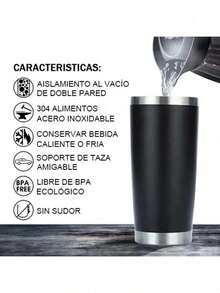Vaso térmico de 20oz doble pared, acero inoxidable 590ml, tapa antifugas, termo portátil para café, té, bebidas frías y calientes, termo duradero ideal para oficina, viajes, deportes y actividades diarias, mantiene temperatura - Rosa - Ver 3