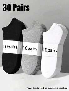 1/3/5/10/15/30 Pairs Black, White And Grey Solid Color Fashion Women's Socks, Women's Boat Socks, Ankle Socks, Men's Socks, Men's Boat Socks, Solid Color Minimalist Socks, Summer Autumn Socks, Soft Men's Short Socks, Casual Socks, Minimalist Comfortable Casual Versatile Disposable Thin Breathable Socks, Summer Socks, Women's Socks, Student Socks, Girls Ankle Socks, Women's Socks, Boys Socks, Suitable For Home And Daily Wear. - Multicolor - View 25