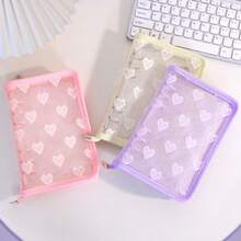 A5 Size Large Capacity Heart-Shaped Lace Zipper Binder, Lace & PVC Material Sticker Storage Bag, Portable Notebook Set, File Folder, Stamp Album, Sticker Book, Pencil Case, A5 Transparent Refill Pages, PP Transparent Refill Pages, Photo Album, Savings Bag, Document Storage Bag - Lace - View 7