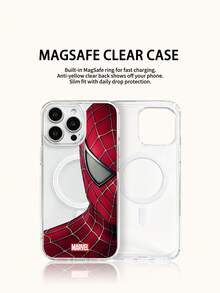 Marvel Spider-Man Iron Man Cartoon Men's Phone Case With Magnetic Charging Function, Compatible With IPhone 17 Pro Max/17 Pro/Air/16 Pro Max/15 Plus/14/13/IP 17/15Pro/12 Pro/11/16 Plus, XR Apple Shockproof Scratch-Resistant Protective Shell - Clear - View 2