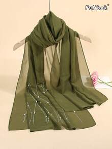 Khăn trùm đầu Hijab nữ thanh lịch mới, đính ngọc trai và đá pha lê, nơ, chất liệu chiffon nhẹ, thoáng khí, phù hợp mọi mùa, cho các buổi tiệc, bữa tối và các dịp buổi tối. - Quân xanh - Xem 5