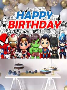 Marvel 这款漫威漫画风格的生日背景布非常吸睛。搭配醒目的生日文字，轻松营造出热情洋溢、充满童趣的派对氛围。它非常适合漫威主题的生日派对、聚会和活动装饰，让您瞬间脱颖而出。 - 多款 - 查看 2