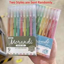 Set de 9 piezas Bolígrafo multicolor de gran capacidad y color neutro, bolígrafo de color caramelo de color Morandi lindo, para pintura, toma de notas, etc. de estudiantes. - Multicolor - Ver 10