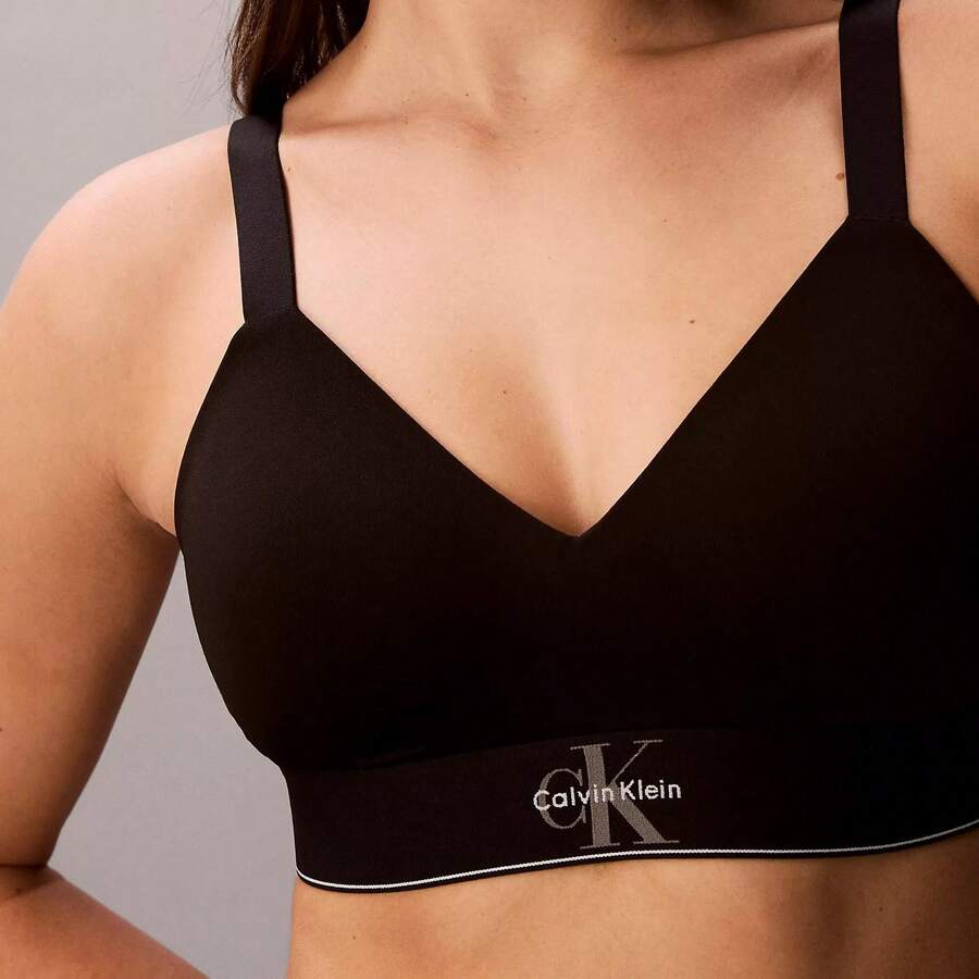Graphic Monogram Microfiber Stretch Lightly Lined Bralette Underwear Women Bras + Bralettes QF8877 - 黑色 - 查看 1