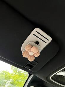 Floral Car Sun Visor Clip, Multi-Function Card Holder, Car Interior Accessories, Fashion Glasses/Eyeglasses Storage Card Clip - Flowers - View 3