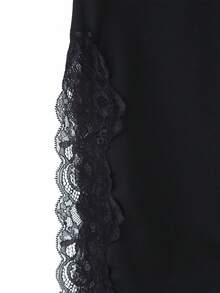 Women's Lace Patchwork Sexy Party Mini Dress Black - Black - View 8