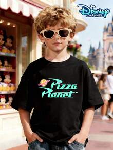 Disney Boys' *Toy Story* "Pizza Planet" Alien Print T-Shirt-A Cute, Retro-Style Short-Sleeve Top Featuring A Casual Crew Neck Design And A Classic Graphic Print That Pairs Effortlessly With A Variety Of Outfits. - 黑色 - 查看 2