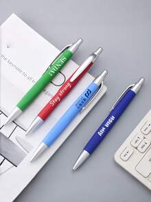 1/20/50pcs Customized Multi-Color Ballpoint Pens, Smooth Writing Without Leaking. Supports Laser Engraving Of Company Logo, Name Or Short English Sentence, Suitable For Business Office And Student Daily Writing - Multicolor - View 4