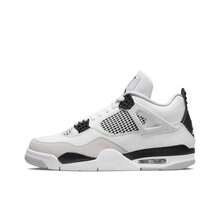 Nike Jordan Air Jordan 4 Retro Military Black Leather Mid-Top Basketball Shoes (White Cement Style) - Unisex - Grey, White, And Black - DH6927-111 - View 8