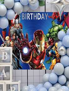 Marvel 蜘蛛人背景布 - 生日派對裝飾與佈置材料、背景牆裝飾、生日拍照背景、橫向攝影背景布，適用於節日派對、家庭聚會等 - 多款 - 查看 4