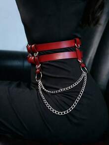 1件女款性感哥德風腰鍊裝飾，龐克風格，適合日常穿搭、節慶與派對造型 - 紅色 - 查看 3
