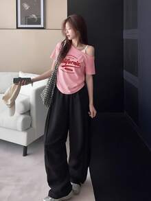美式風格白色短袖女款夏季新款寬鬆顯瘦內搭設計感小眾上衣休閒粉色 - 粉色 - 查看 5