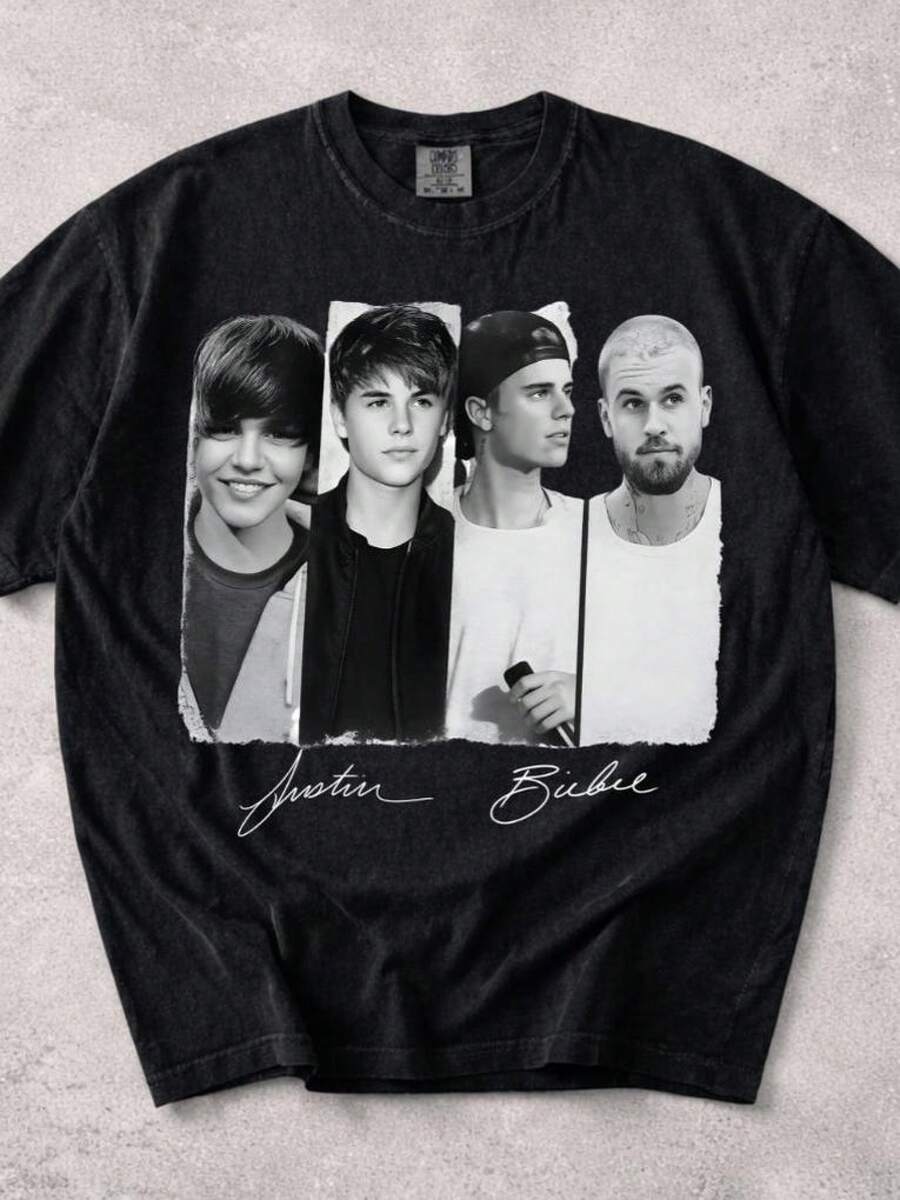 Justin B-tröja, Justin-tröja, Justin Collage Crewneck T-shirt |   Kändisfoto-Poster Design T-shirt, Familjematchande T-shirts, Flickkläder, Kläder för tonårsflickor, Flickkläder, Tonårstjejkläder, Snabb leverans Toppar för kvinnor och män, T-shirt Femme, Haut Femme, T-shirt, Hösttröja, Kampanj Femme, Vintage - Svart - Visa 1