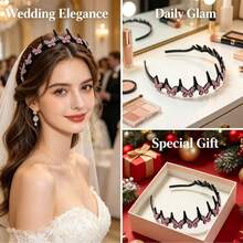 1pc Elegant Wave Headband With Synthetic Zirconia Decorated Butterfly, Non-Slip Plastic Hair Hoop For Women, Durable Fashion Hair Accessory Suitable For All Seasons, Suitable For Daily Face Washing And Formal Occasions - Multicolor - View 3