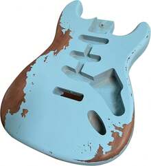 Relic Electric Guitarr Body S-S-S Pickups ST Style Nitro Top Alder Wood Guitarr Body DIY Relic Guitar Body Blue - 白色 - 查看 5