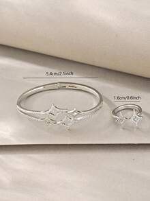 銀色星空手鍊套組，百搭質感白金銅鑲鋯石，適合日常穿搭、聚會、約會、派對、送禮 - 銀色 - 查看 6