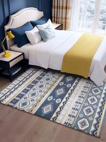 1 pieza Alfombra de gran tamaño estilo bohemio, nueva alfombra de interior lavable de falso lana, alfombra para sala de estar, alfombra para sofá, alfombra para dormitorio, alfombrilla antideslizante para mesita de noche, alfombra para piso de habitación, alfombra para comedor y cocina, almohadilla para silla de oficina, felpudo de entrada, manta de picnic al aire libre, esterilla para acampar - Multicolor-1 - Ver 4
