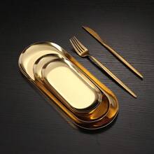 Creative Metal Oval Tray (Gold), Christmas Gold Platter, Fruit Plate, Dessert Plate, Snack Plate, Salad Plate, Cake Plate, Suitable For Restaurant Kitchen, Dining Table, Kitchen, Christmas - Gold - View 10