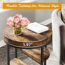 LITTLE TREE Mesita auxiliar estrecha de tres niveles para la sala de estar, mesa industrial de madera con estructura metálica, mesita de noche pequeña para el dormitorio. - Marrón - Ver 5